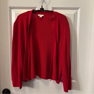 J. Jill Red Open Front Cardigan.  Size Petite Large.